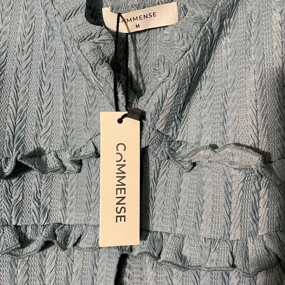 Commense Blue Textured Bodycon Stretch Maxi Dress - Picture 3 of 6